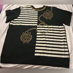 EUC Roaman's Black White Gold Details Women’s Graphic T-shirt 3XL